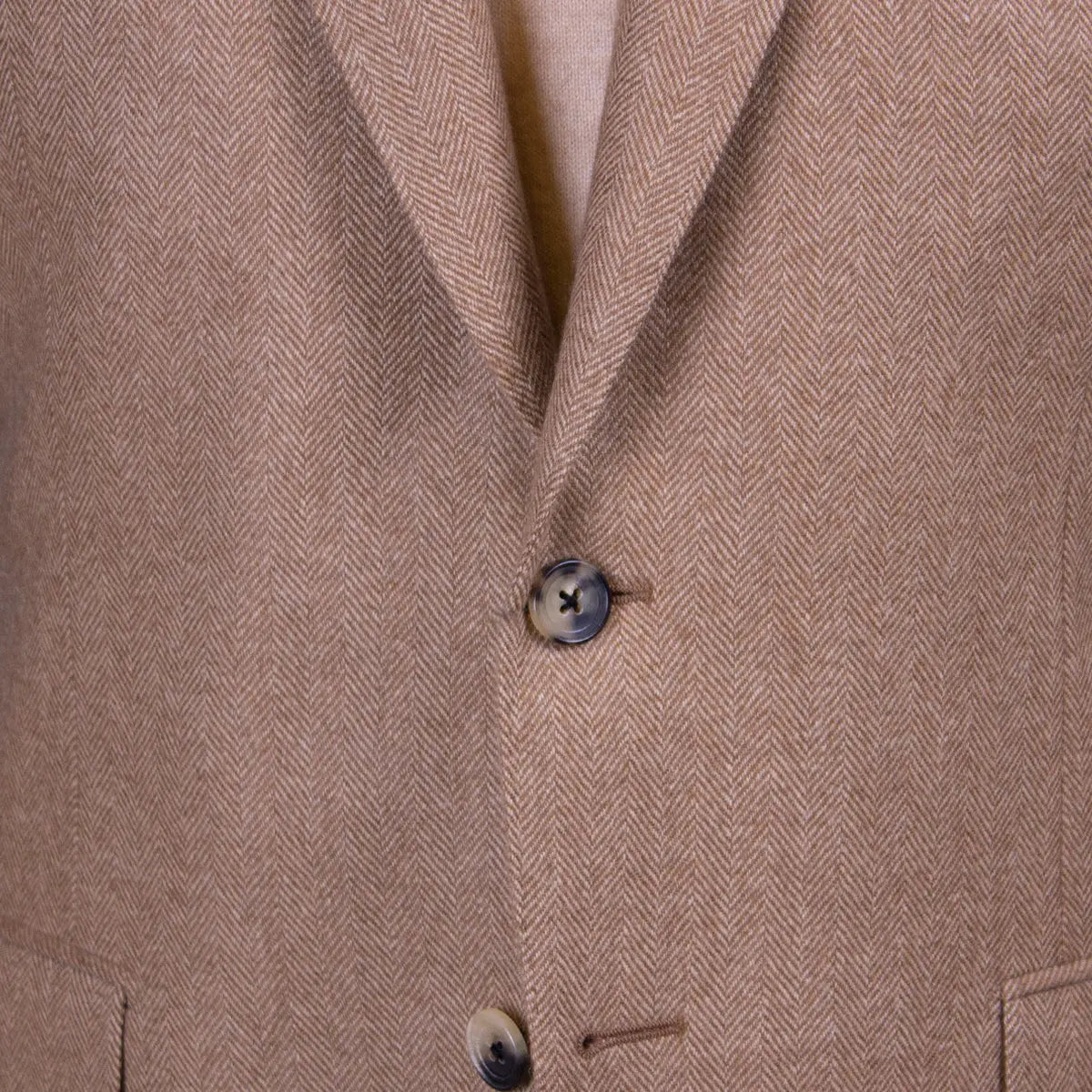 Beige Herringbone Pure Cashmere Jacket JACKETS Robert Old