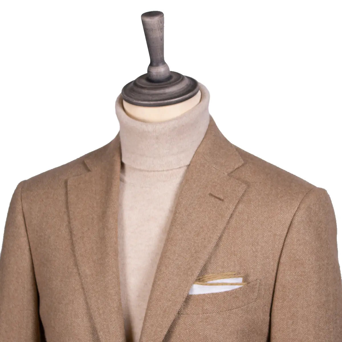Beige Herringbone Pure Cashmere Jacket JACKETS Robert Old