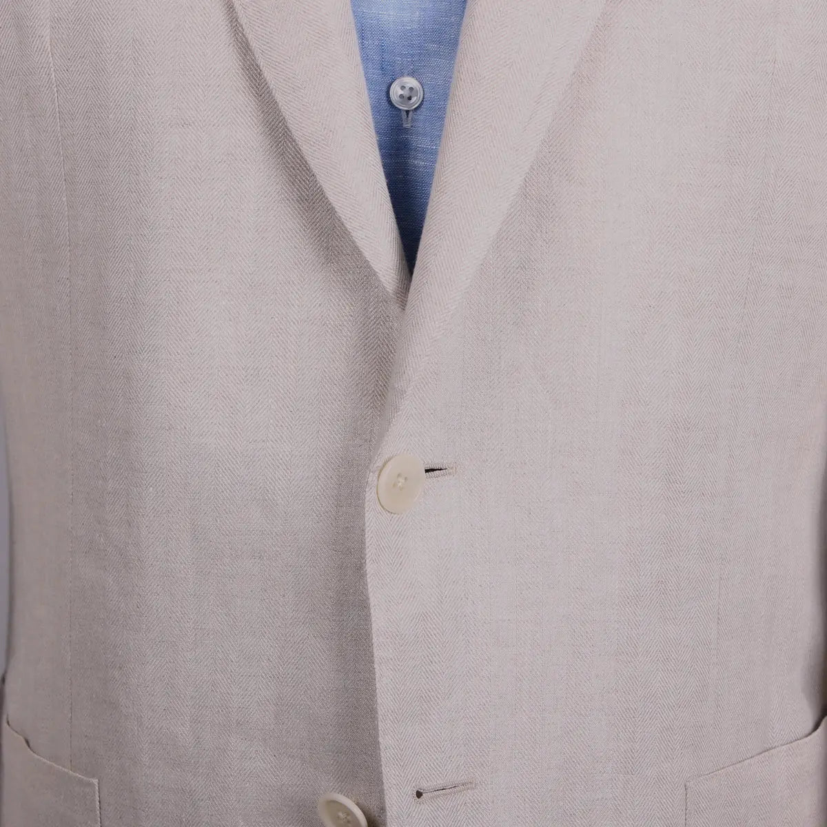Robert Old - Beige Herringbone Weave Irish Linen Jacket JACKETS Robert Old
