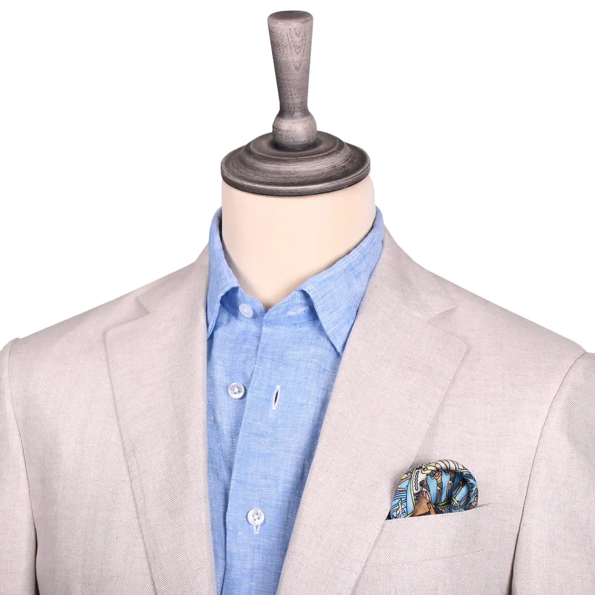Robert Old - Beige Herringbone Weave Irish Linen Jacket JACKETS Robert Old