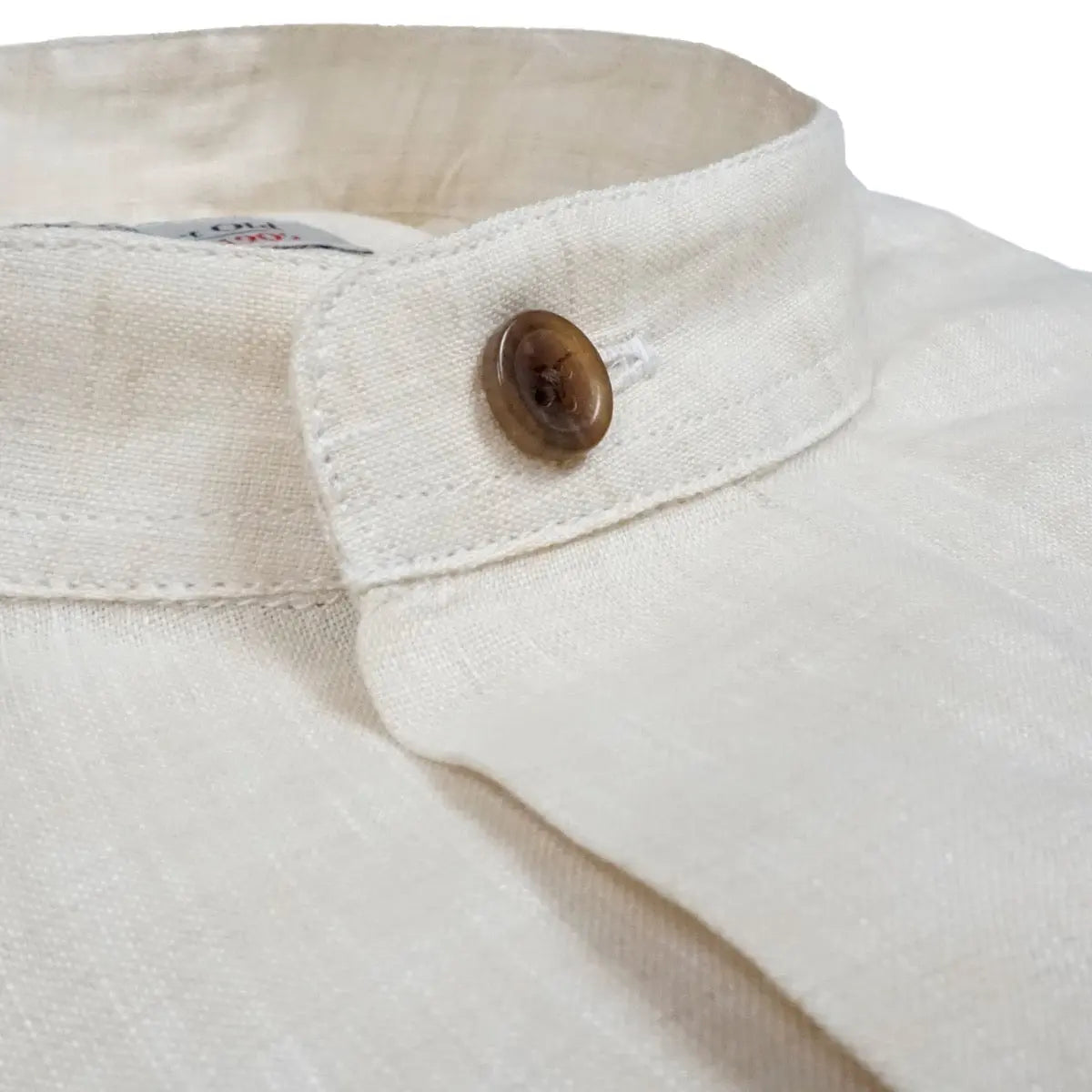 Beige Pure Italian Linen Tunic Collared Long Sleeve Shirt L/S SHIRTS Robert Old