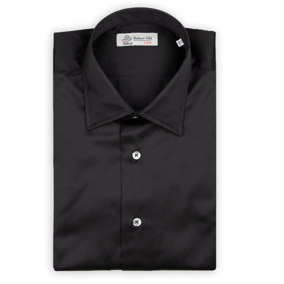 Black Satin Cotton Shirt L/S SHIRTS Robert Old