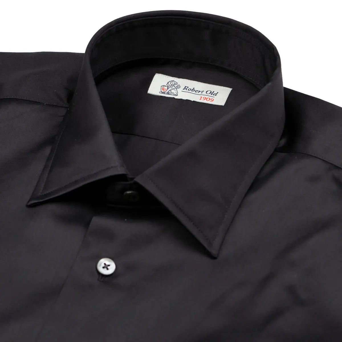 Black Satin Cotton Shirt L/S SHIRTS Robert Old