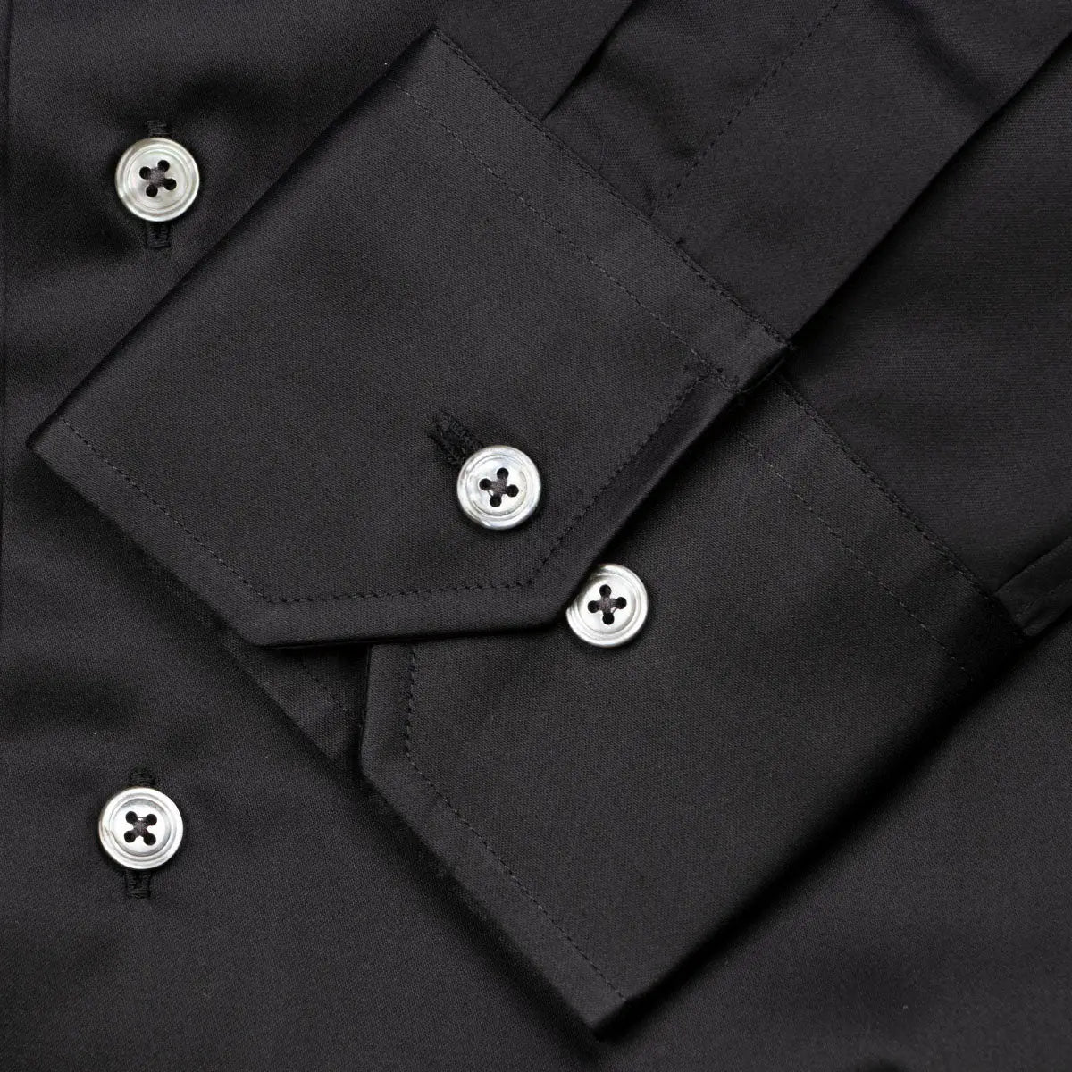Black Satin Cotton Shirt L/S SHIRTS Robert Old