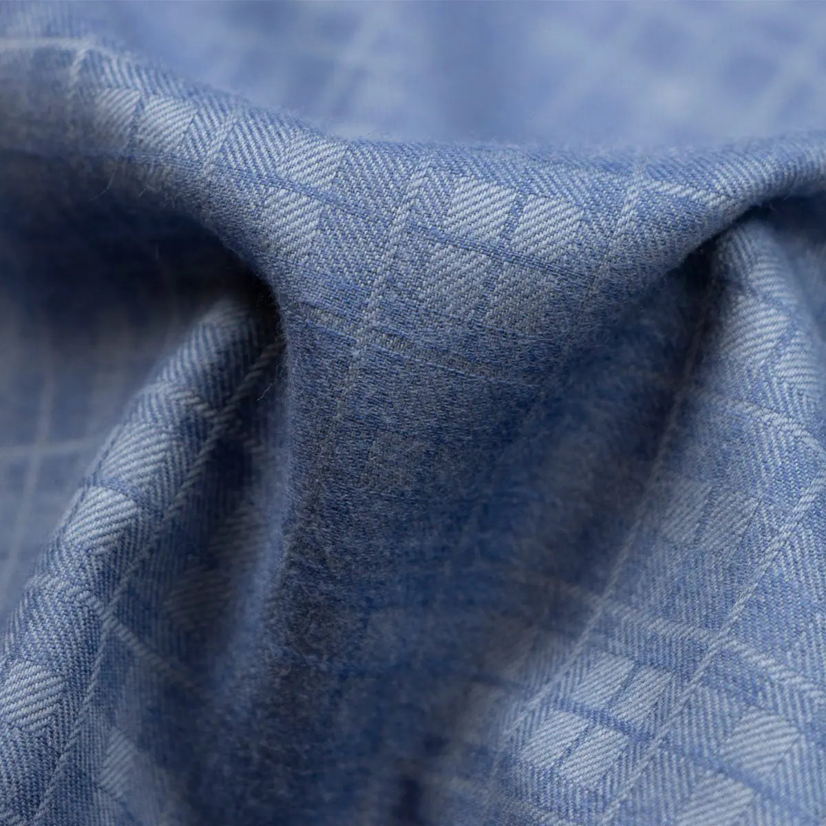 Blue Twill Check Flanello Junior Cotton Long Sleeve Shirt L/S SHIRTS Robert Old