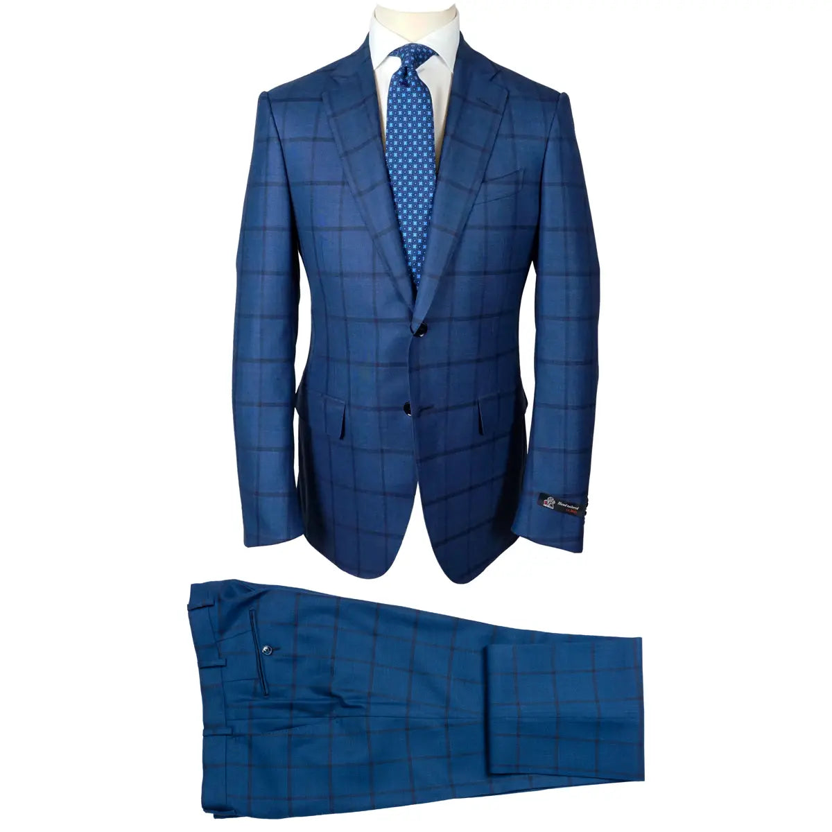 Blue Windowpane Check Super 150’s Virgin Wool Suit SUITS Robert Old