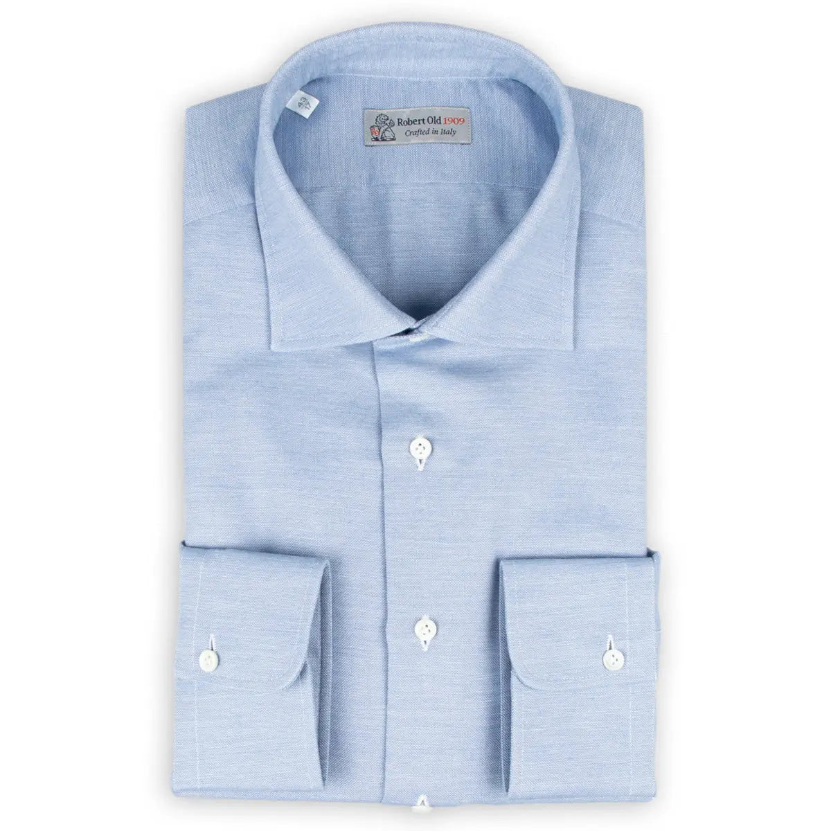 Blue Wool &amp; Cashmere Slim Fit Shirt L/S SHIRTS Robert Old