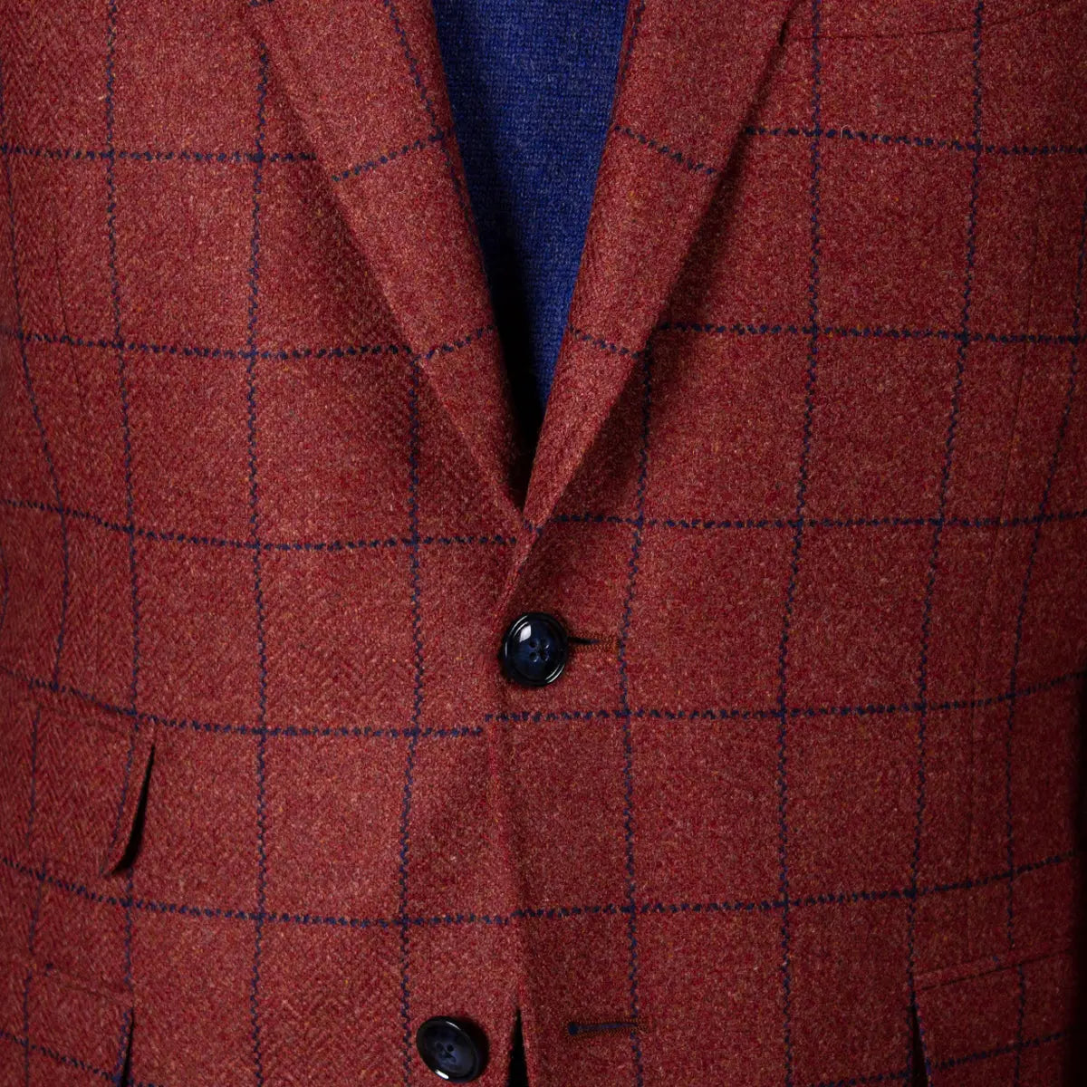 Brick Red Overcheck Wool & Cashmere Jacket JACKETS Robert Old