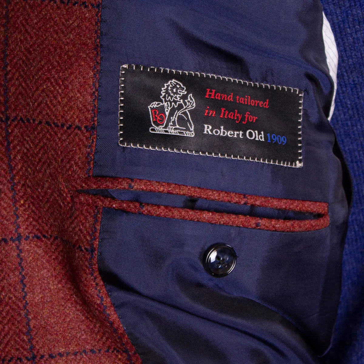 Brick Red Overcheck Wool &amp; Cashmere Jacket JACKETS Robert Old