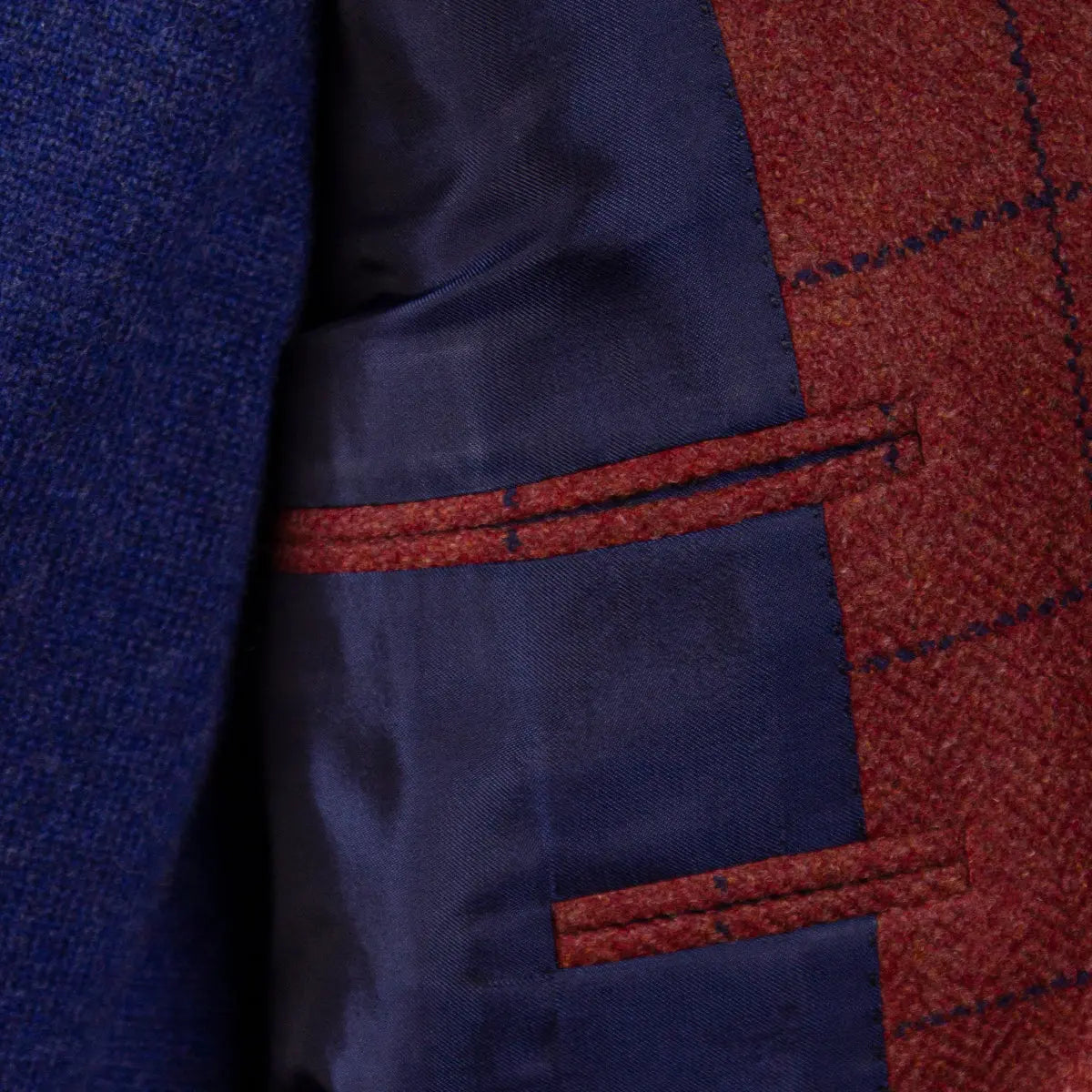 Brick Red Overcheck Wool & Cashmere Jacket JACKETS Robert Old