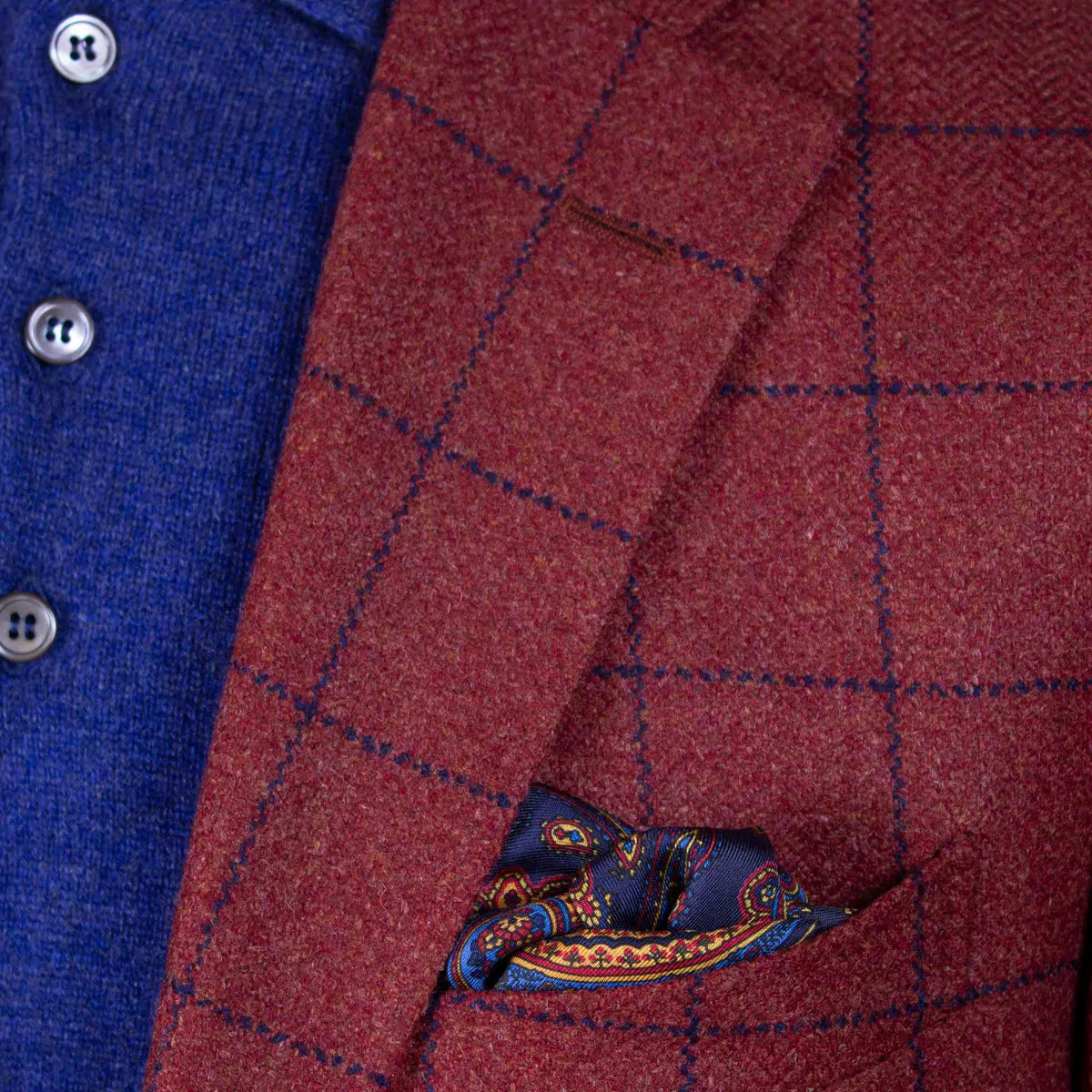 Brick Red Overcheck Wool & Cashmere Jacket JACKETS Robert Old