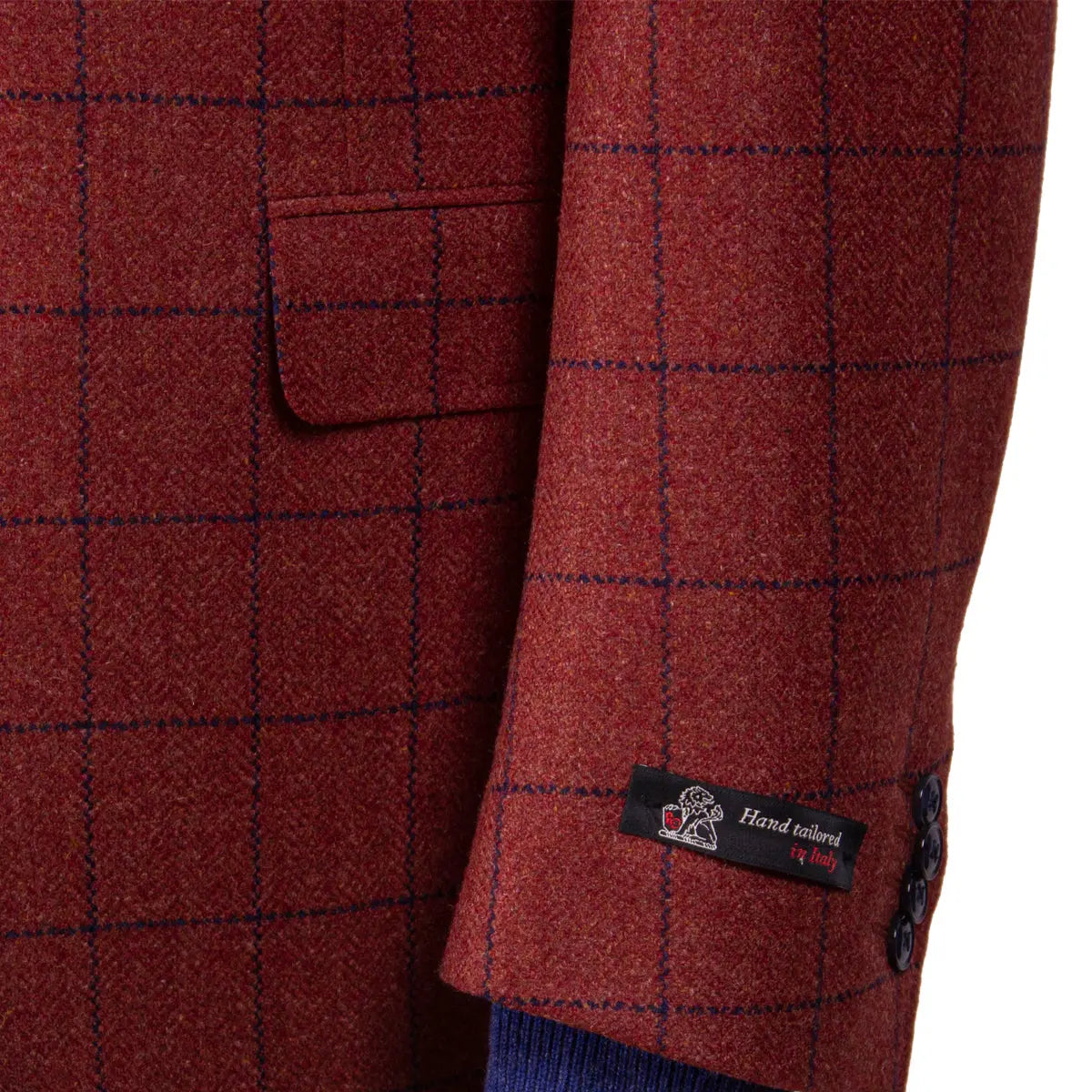 Brick Red Overcheck Wool & Cashmere Jacket JACKETS Robert Old