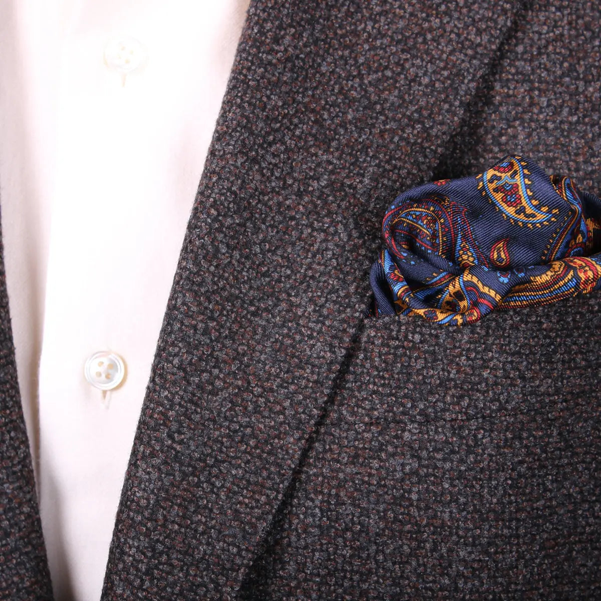 Brown Bouclé Wool, Silk, & Cashmere Blend Jacket JACKETS Robert Old