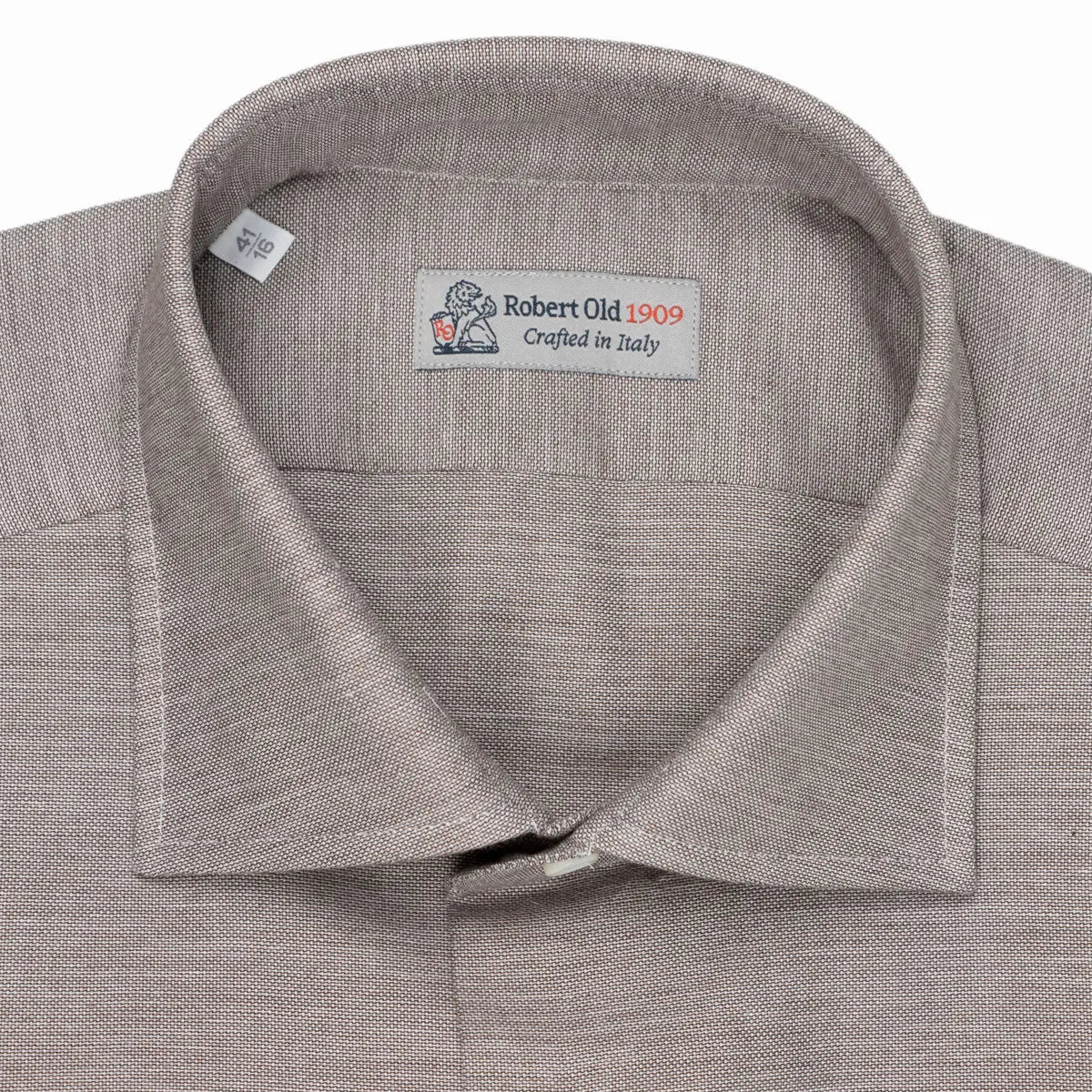 Brown Wool &amp; Cashmere Slim Fit Shirt L/S SHIRTS Robert Old