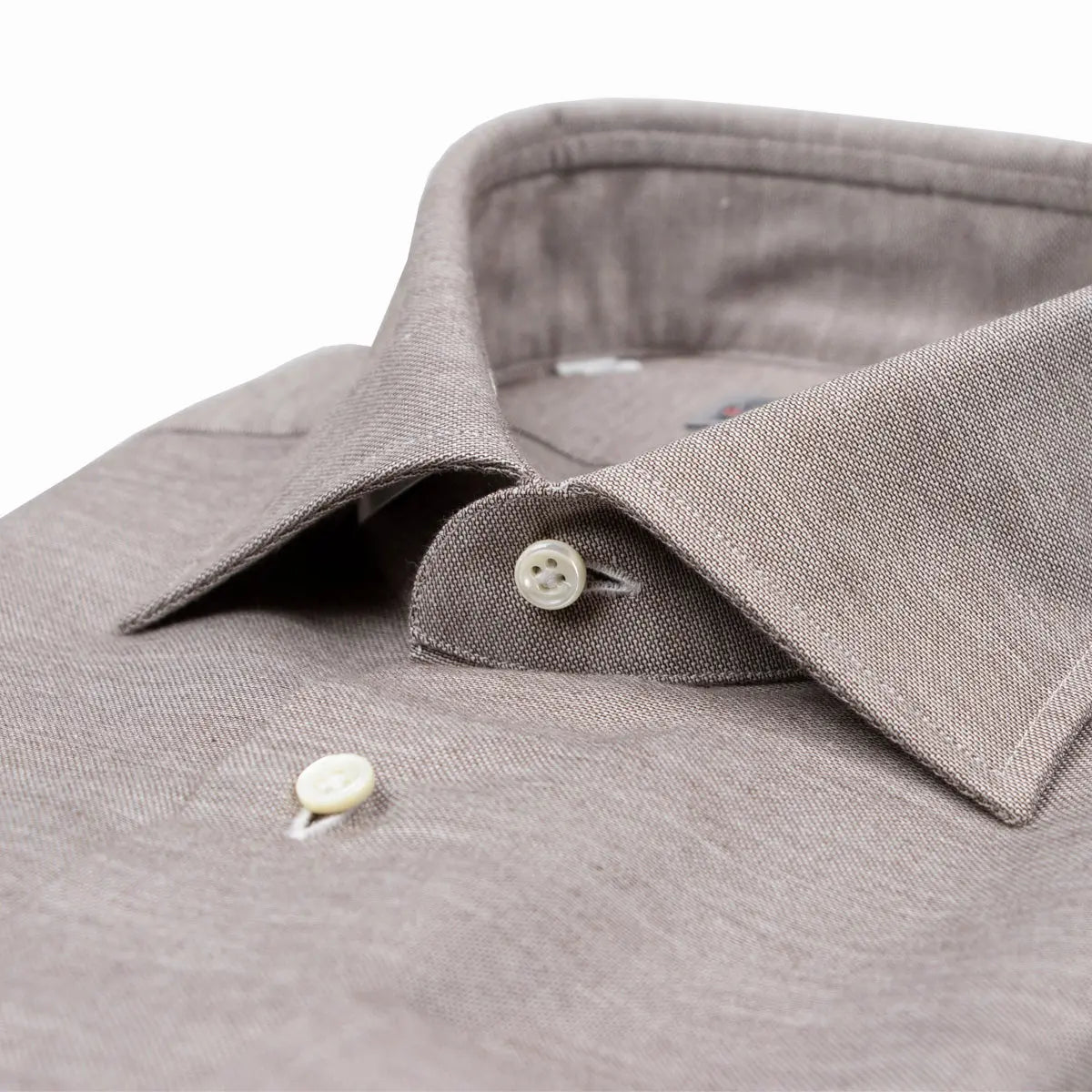Brown Wool &amp; Cashmere Slim Fit Shirt L/S SHIRTS Robert Old