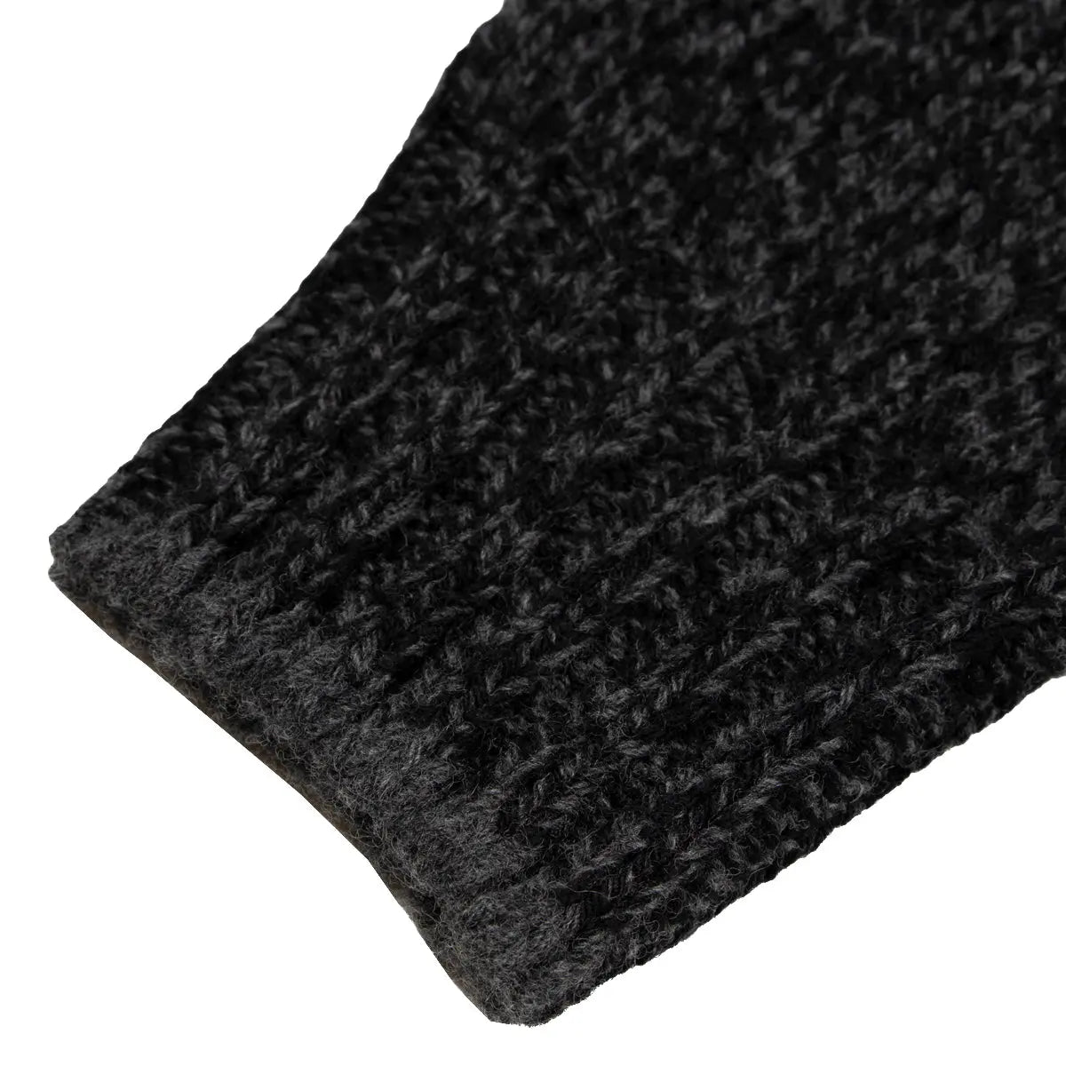 Charcoal Black Melange Buttoned-Neck Wool Jumper KNITWEAR Robert Old