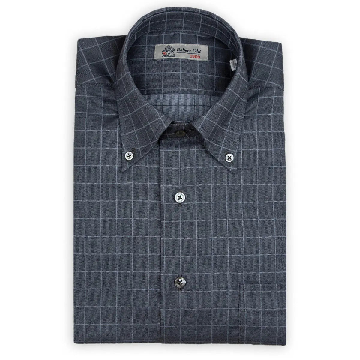 Charcoal Check Flanello Junior Cotton Long Sleeve Shirt L/S SHIRTS Robert Old