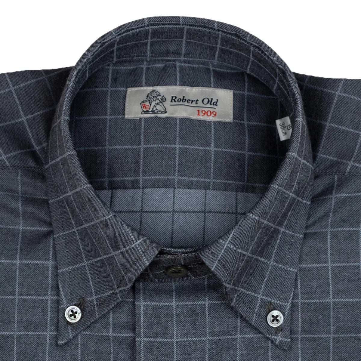Charcoal Check Flanello Junior Cotton Long Sleeve Shirt L/S SHIRTS Robert Old