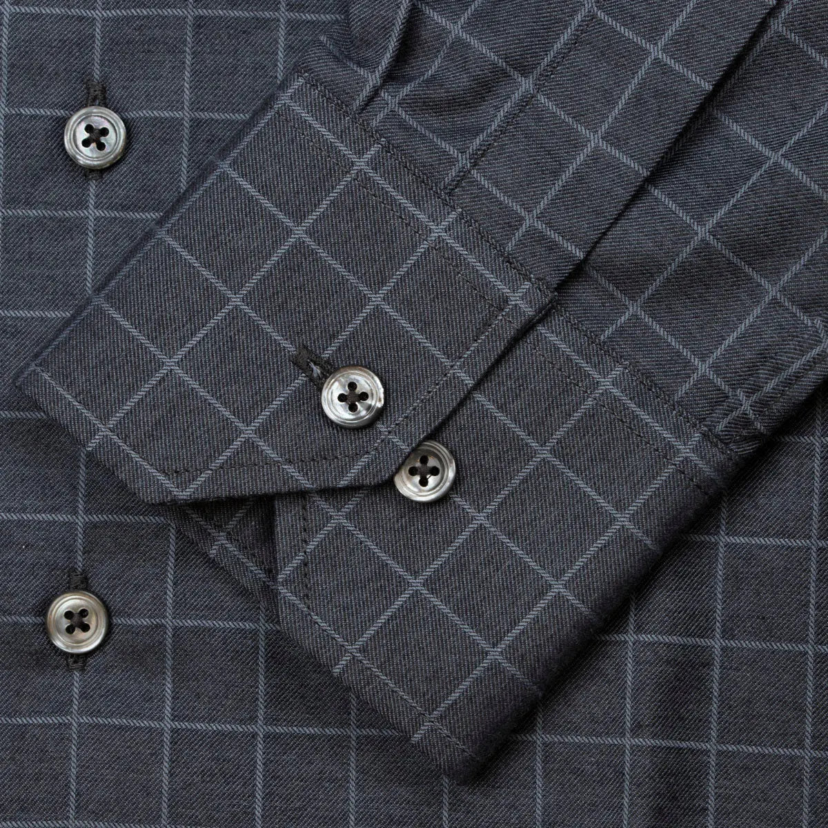 Charcoal Check Flanello Junior Cotton Long Sleeve Shirt L/S SHIRTS Robert Old