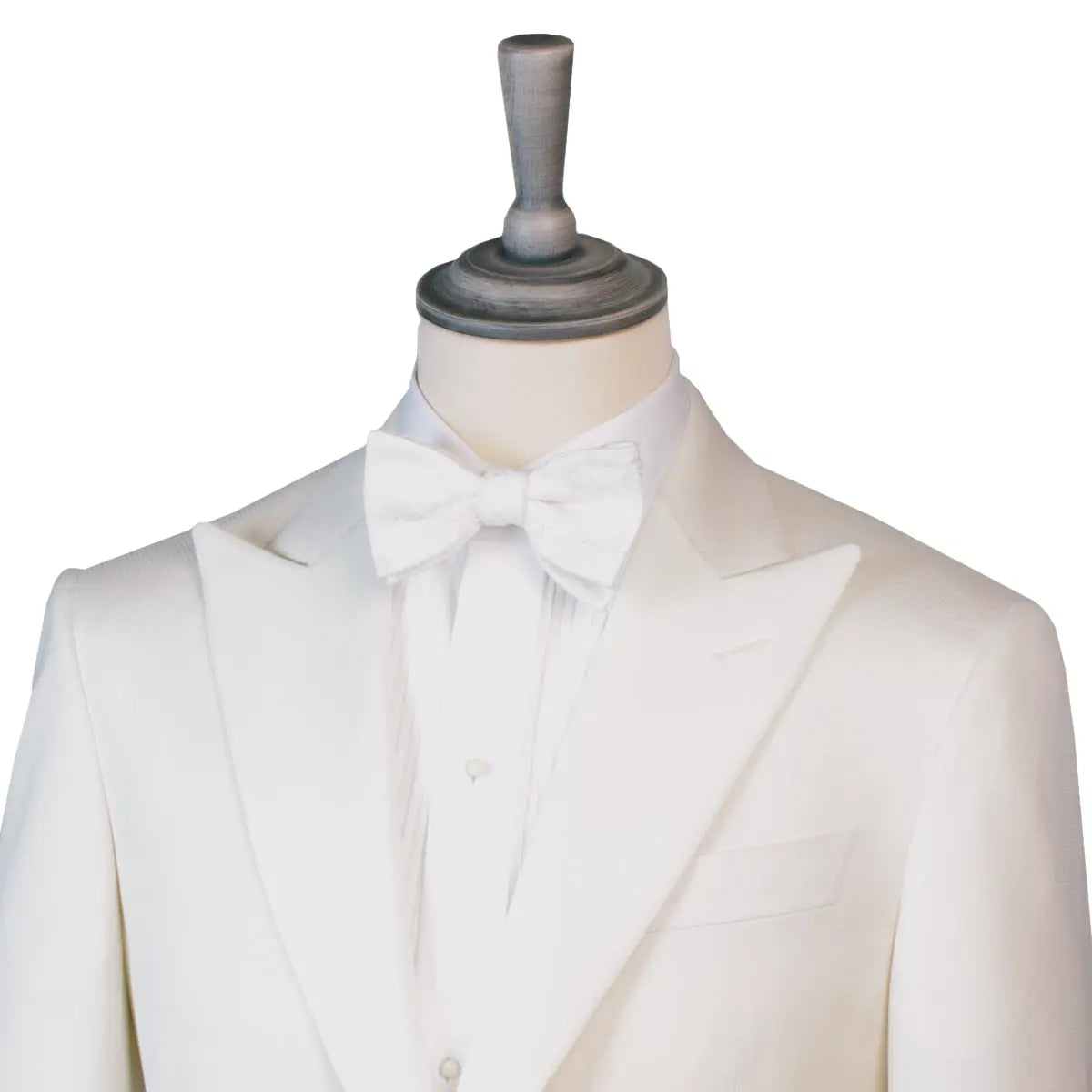 Cream Micro-Pattern Wool & Silk Tuxedo Jacket JACKETS Robert Old