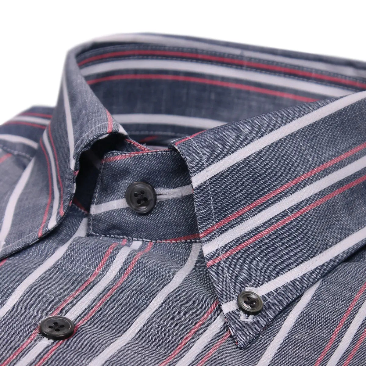 Grey, Red &amp; White Stripe Zephir Long Sleeve Shirt L/S SHIRTS Robert Old