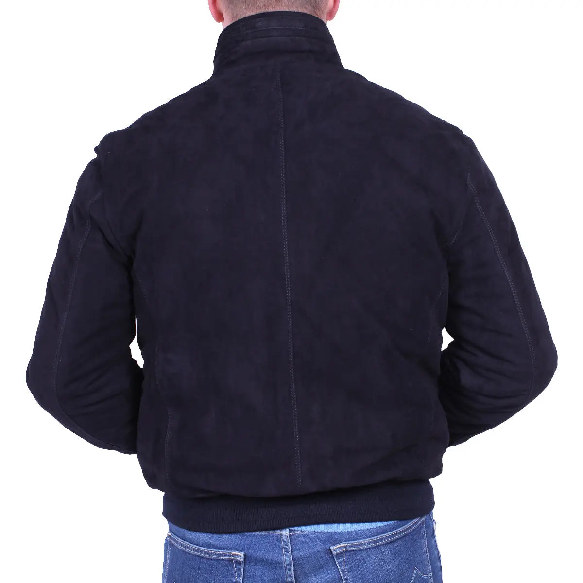 Midnight Blue Calf Suede Bomber Jacket LEATHERS Robert Old