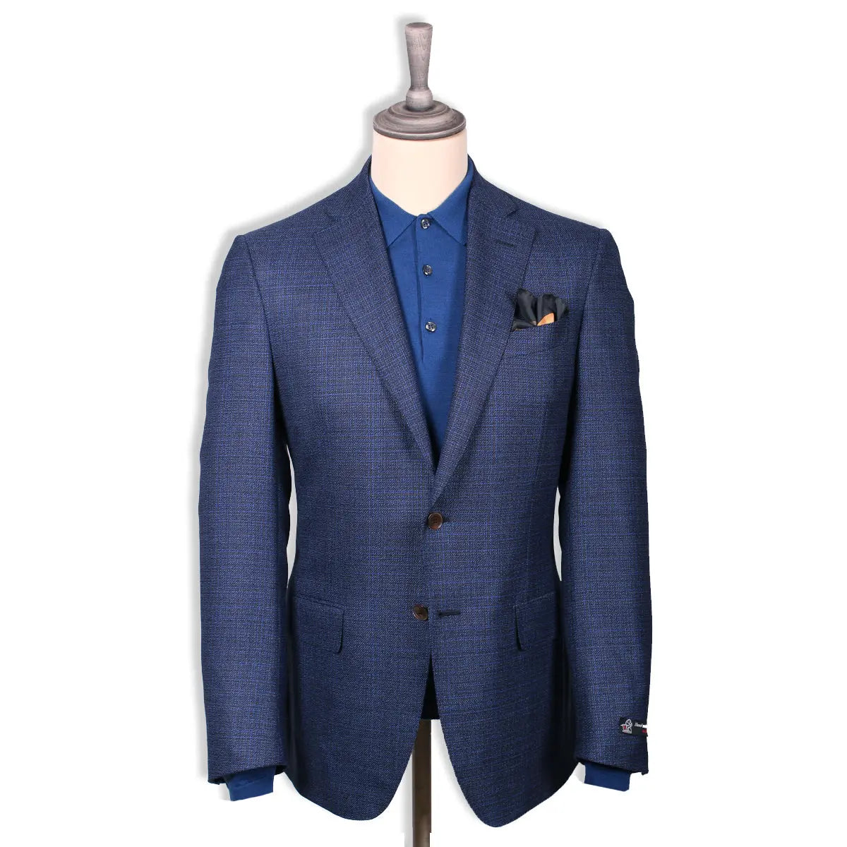 Navy-Blue & Red Micro-Effect Wool Jacket JACKETS Robert Old