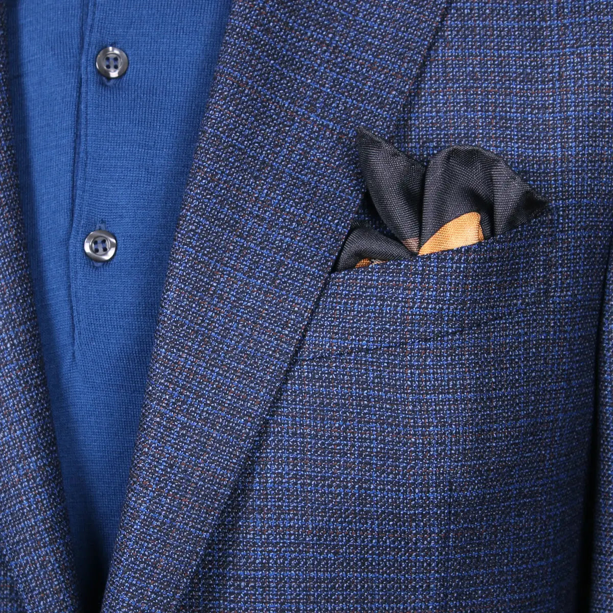 Navy-Blue & Red Micro-Effect Wool Jacket JACKETS Robert Old