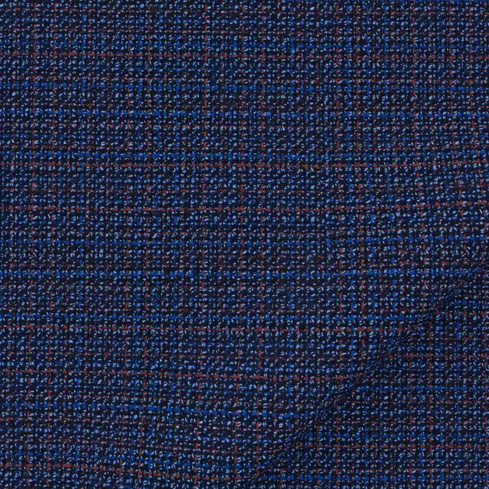 Navy-Blue & Red Micro-Effect Wool Jacket JACKETS Robert Old