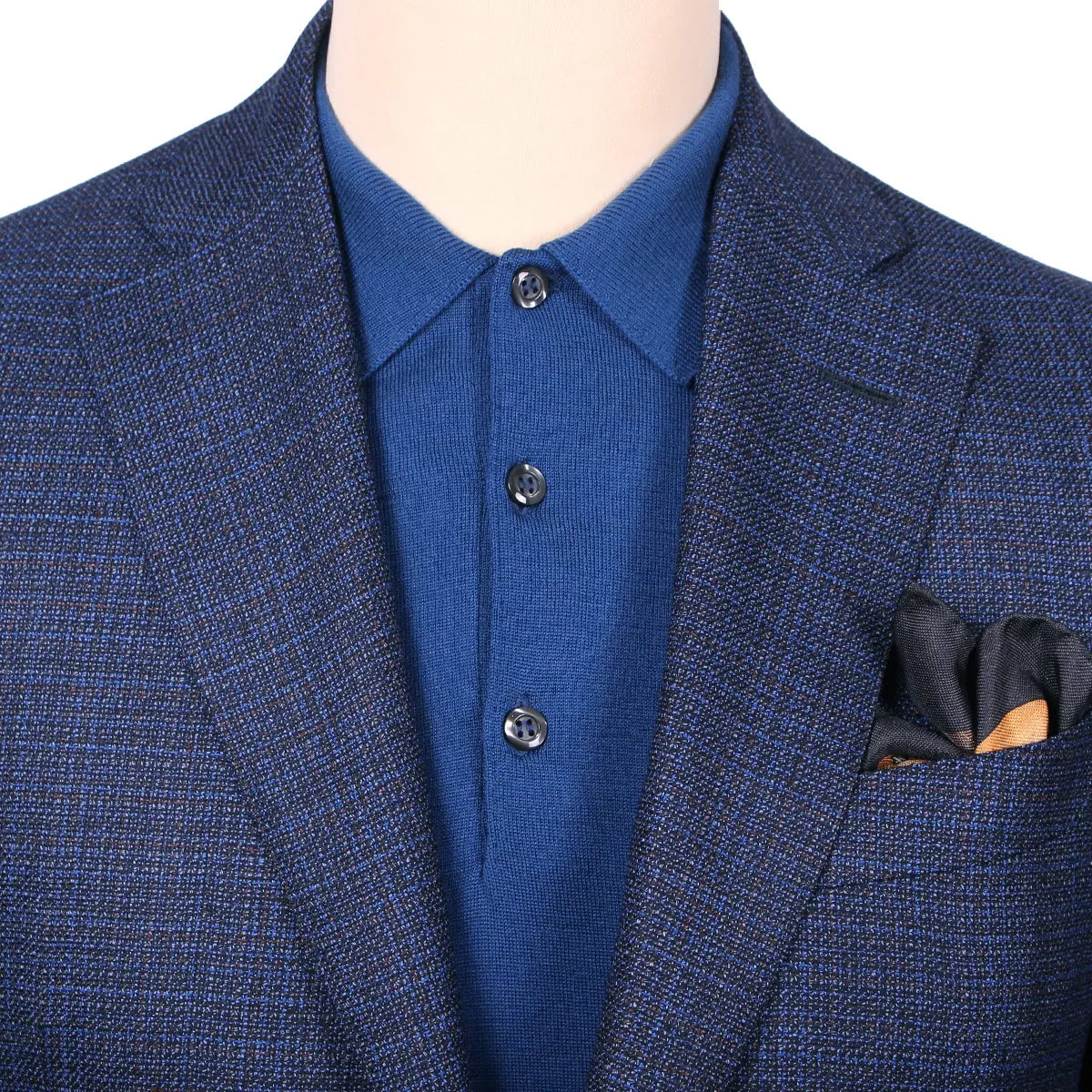 Navy-Blue & Red Micro-Effect Wool Jacket JACKETS Robert Old