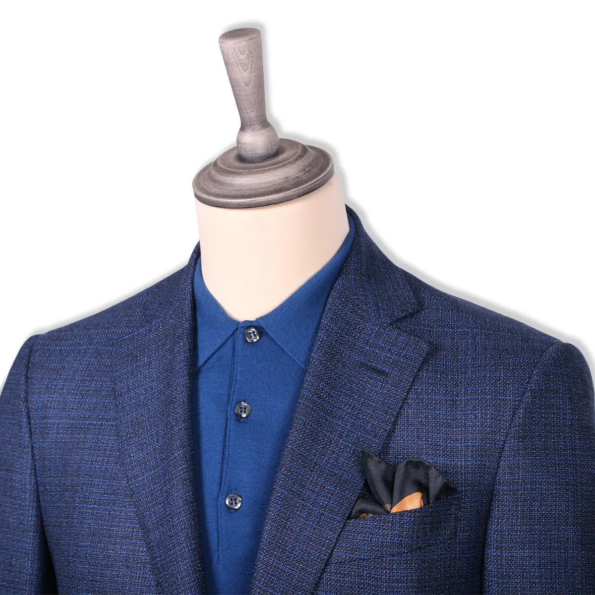 Navy-Blue & Red Micro-Effect Wool Jacket JACKETS Robert Old