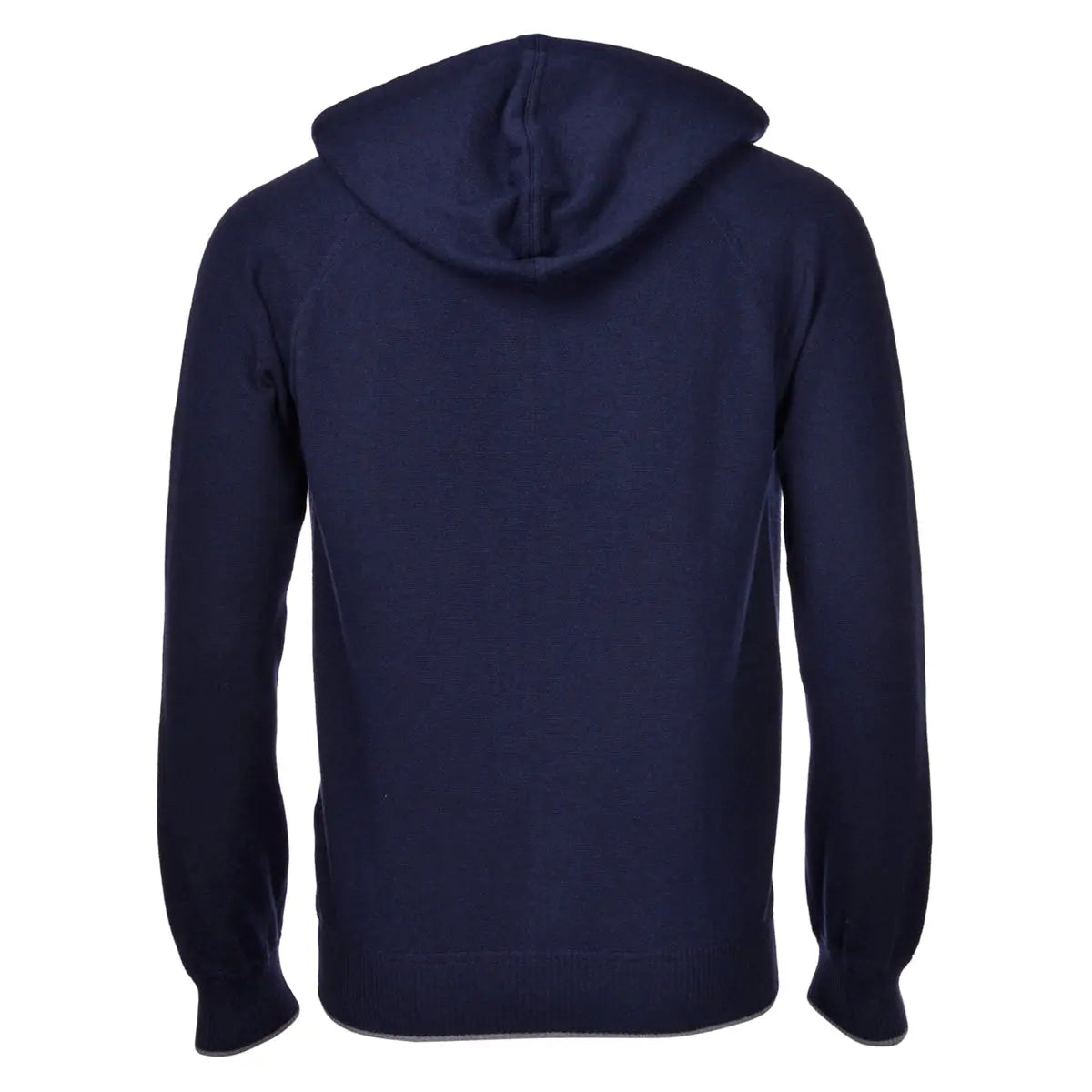 Navy Lightweight Cotton Cashmere Full Zip Hoodie KNITWEAR Robert Old