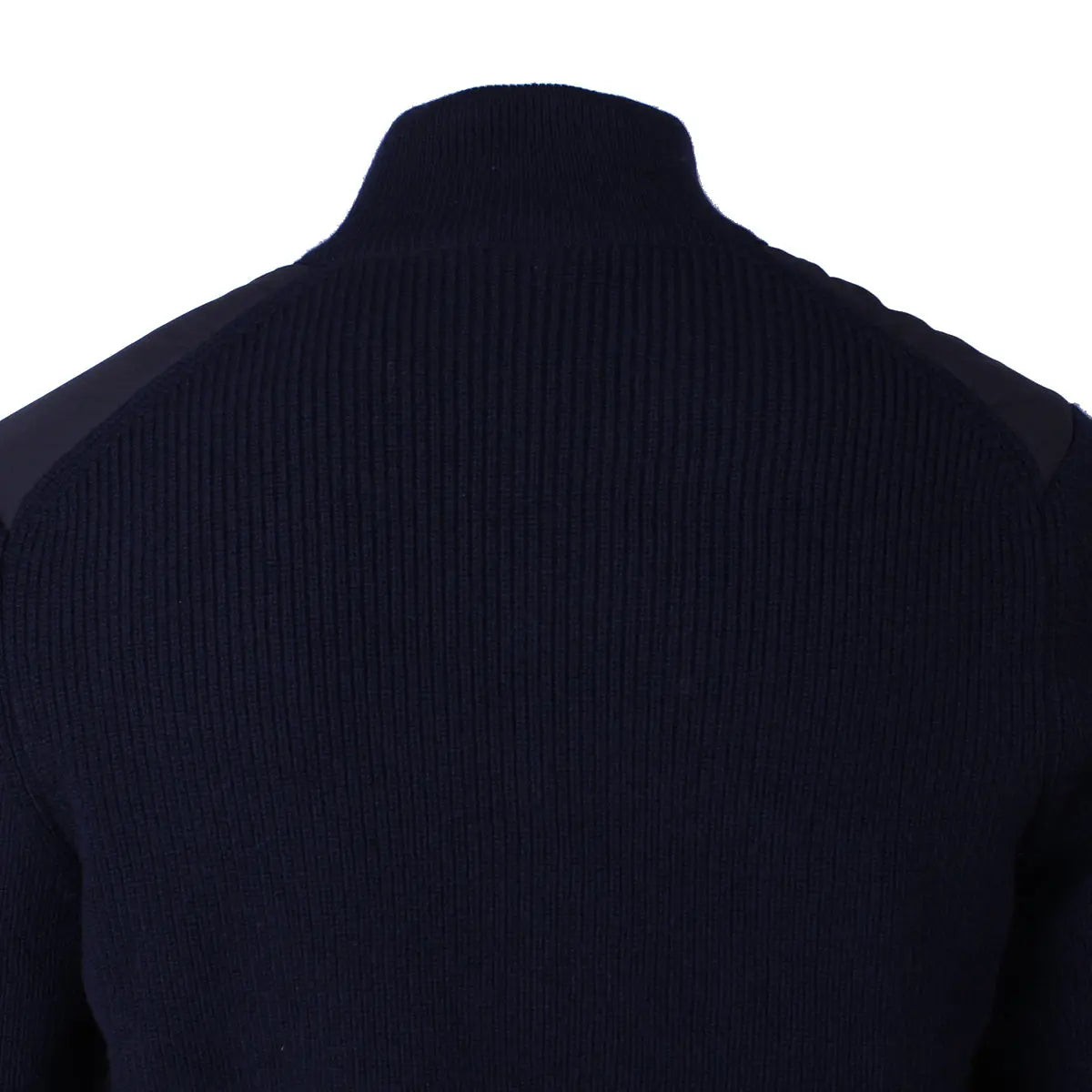 Navy Nylon Panelled Wool Cardigan KNITWEAR Robert Old