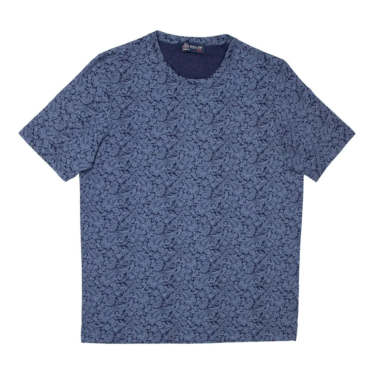 Navy Paisley Print Cotton T-Shirt TEE SHIRTS Robert Old