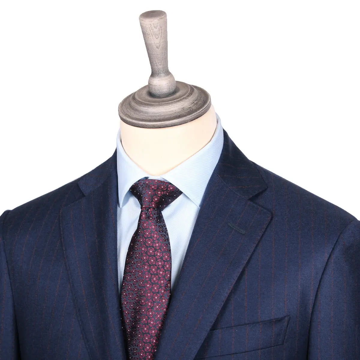 Navy & Red Pinstripe Flannel Virgin Wool Suit SUITS Robert Old