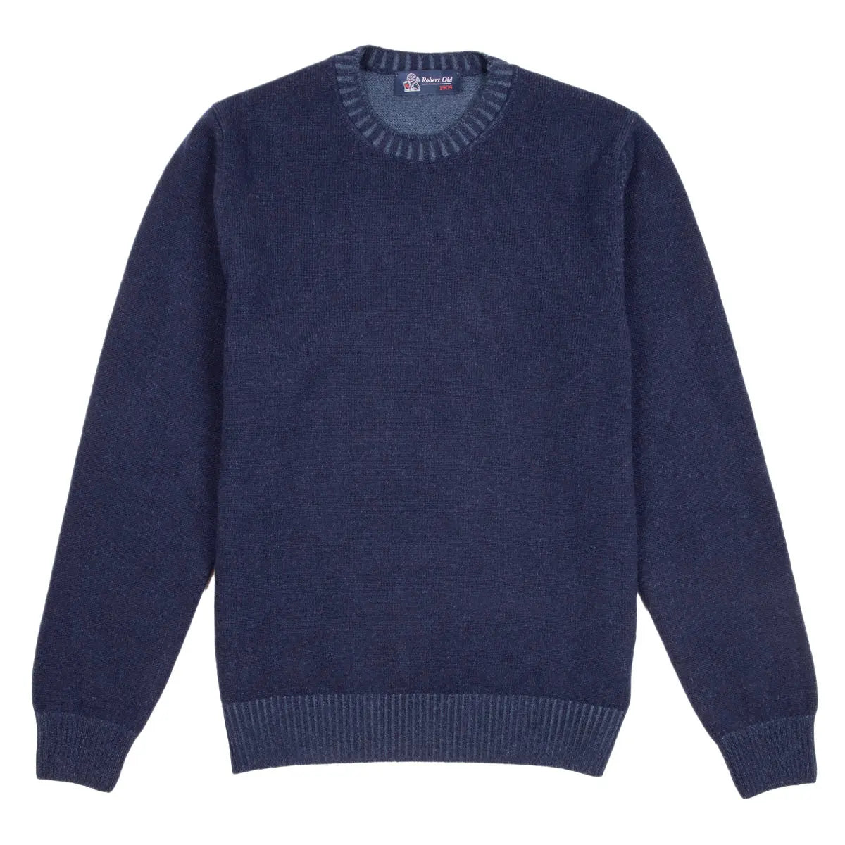 Navy Wool & Cashmere Blend Crewneck Jumper KNITWEAR Robert Old
