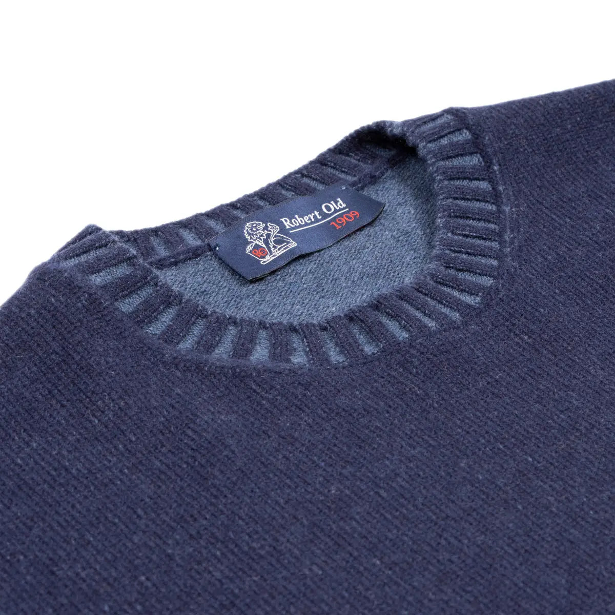 Navy Wool & Cashmere Blend Crewneck Jumper KNITWEAR Robert Old