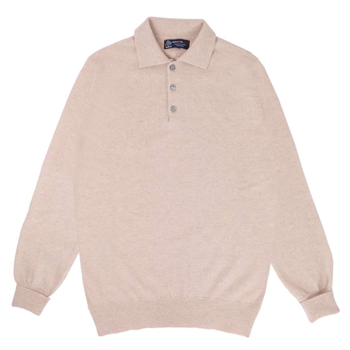 Linen Oban 3 button 2ply Cashmere Polo Sweater CASHMERE Robert Old