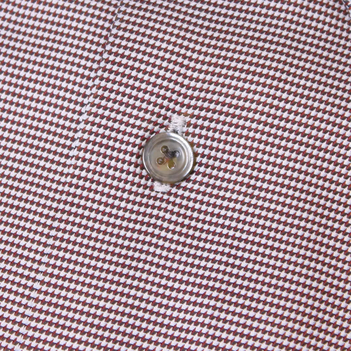 Silver, Red &amp; Black Puppytooth Cotton Long Sleeve Shirt L/S SHIRTS Robert Old