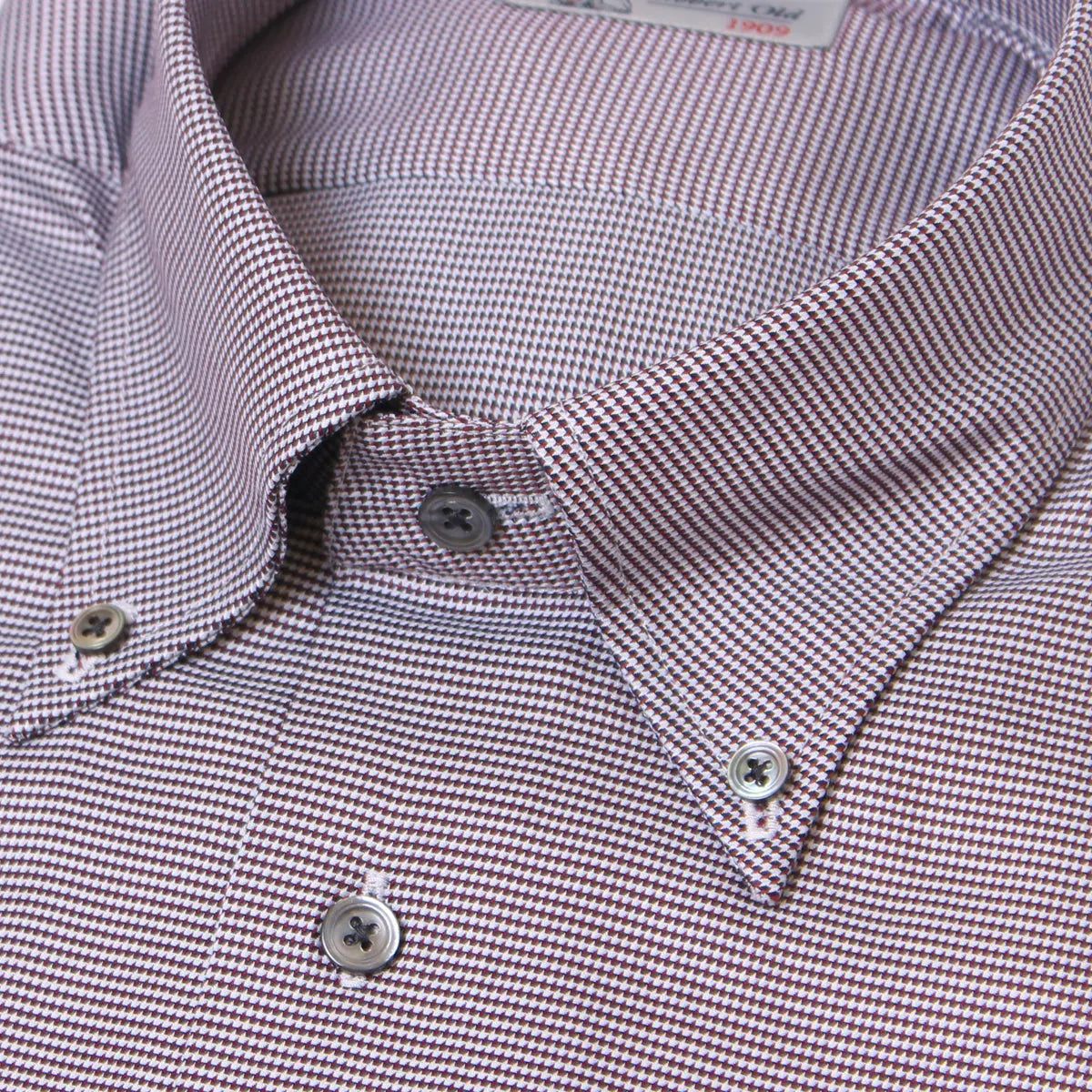 Silver, Red &amp; Black Puppytooth Cotton Long Sleeve Shirt L/S SHIRTS Robert Old