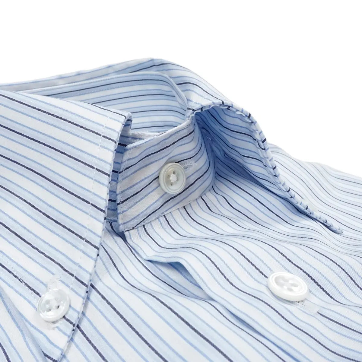Blue & White Stripe Swiss Supraluxe Premio Long Sleeve Shirt L/S SHIRTS Robert Old