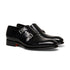 Santoni - Black Double-Buckle Leather Shoes SHOES Santoni