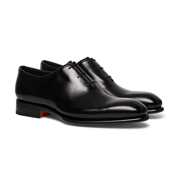 Santoni Black Polished Leather Oxford Shoe Robert Old Co