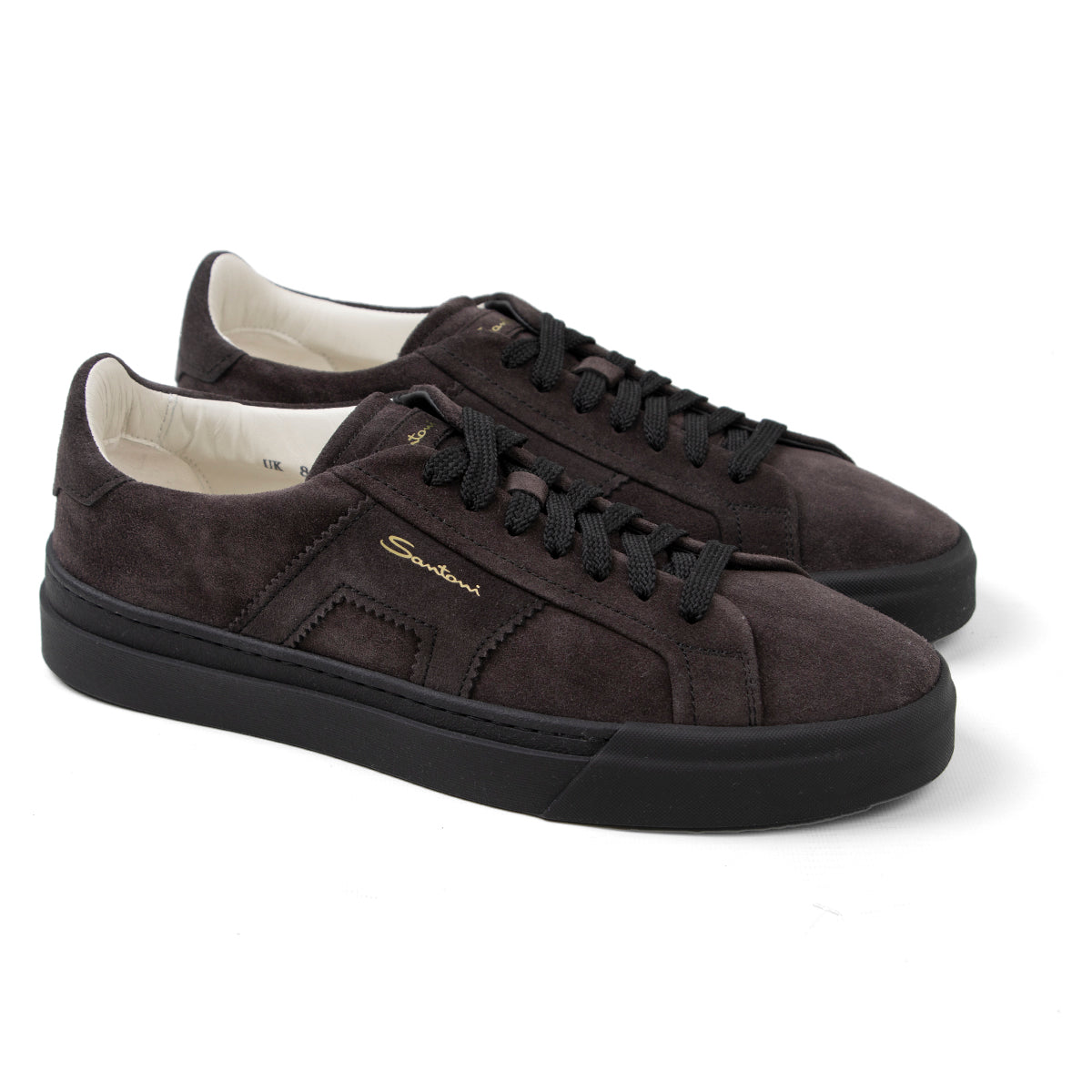 Charcoal Suede Double Buckle Sneaker SHOES Santoni