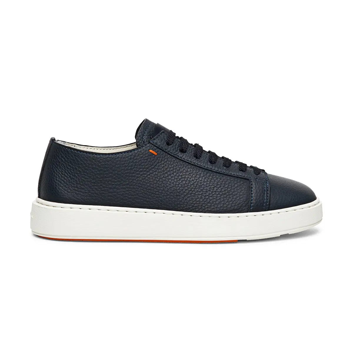 Santoni - Navy Blue Leather Low-Top Sneakers SHOES Santoni