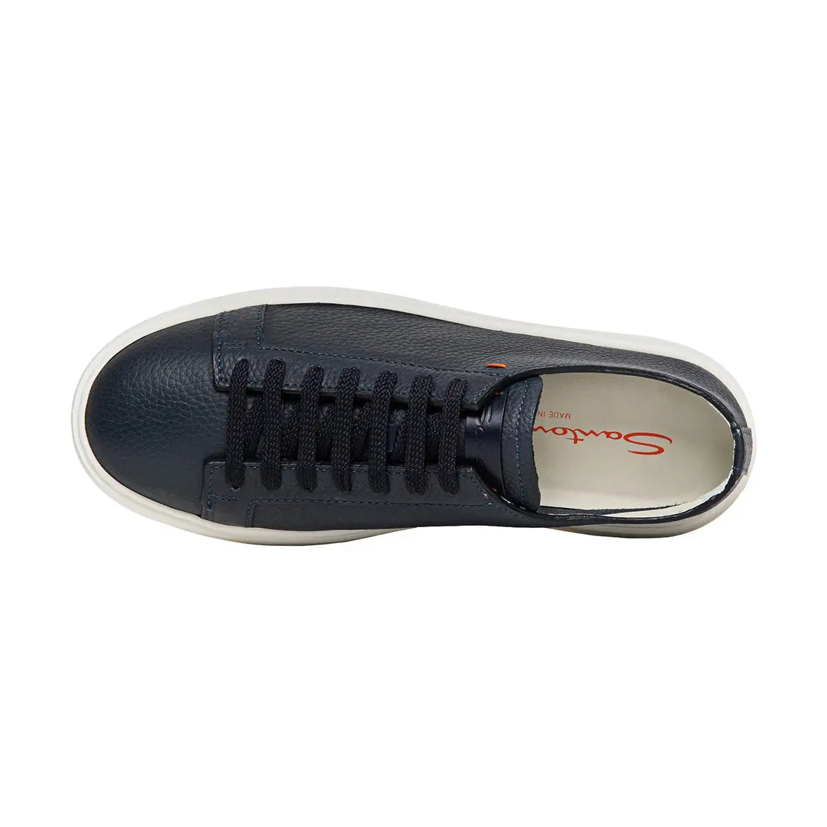 Santoni - Navy Blue Leather Low-Top Sneakers SHOES Santoni