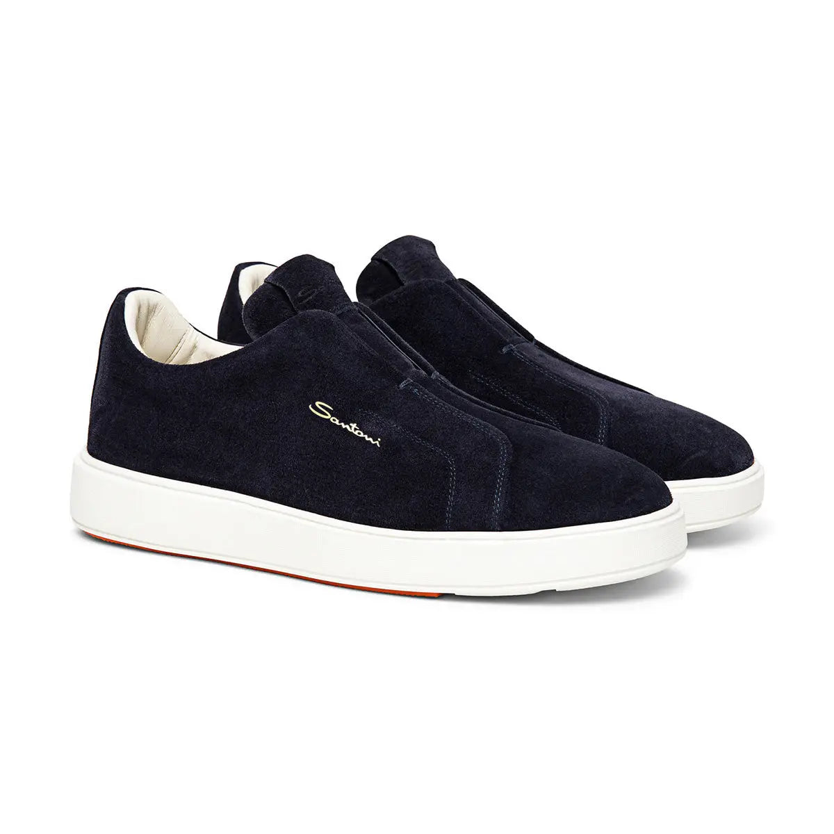 Santoni - Navy Suede Slip-On Sneaker SHOES Santoni