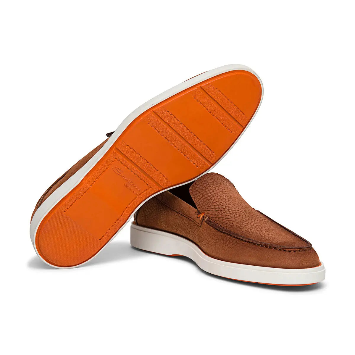 Tan Nubuck Classic Slip-On Loafers SHOES Santoni