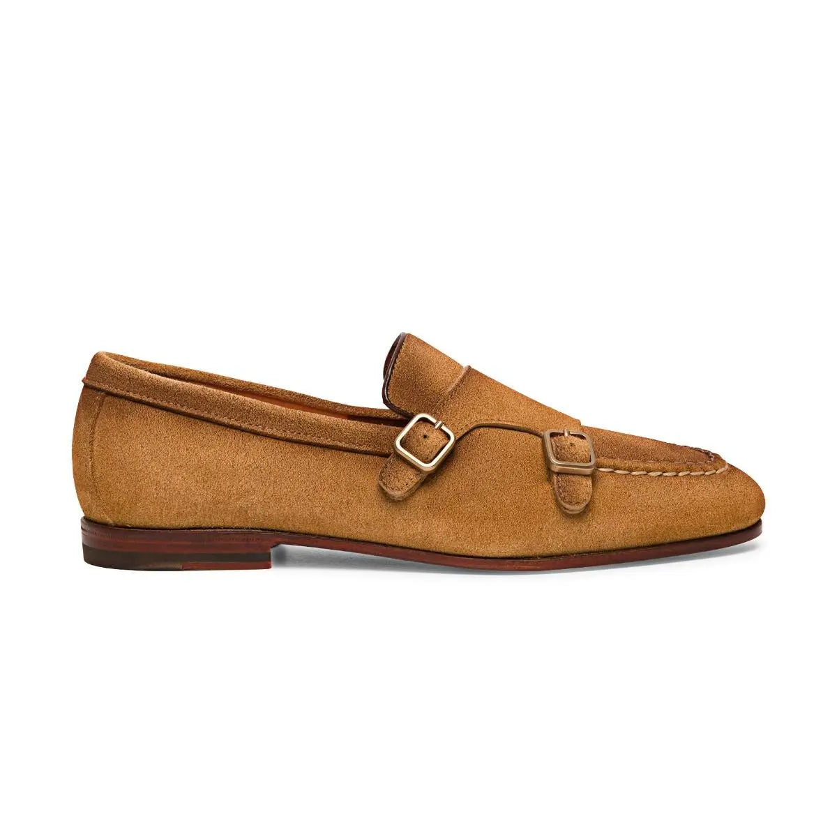 Santoni - Tan Suede Double Buckle Monk Strap Loafer SHOES Santoni