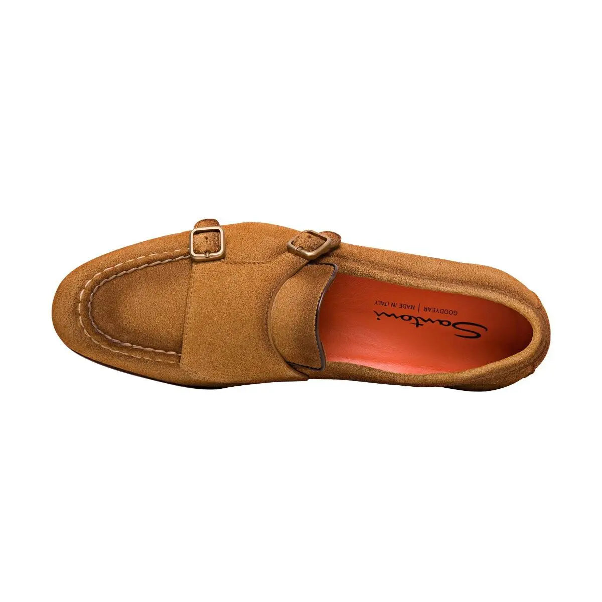 Santoni - Tan Suede Double Buckle Monk Strap Loafer SHOES Santoni